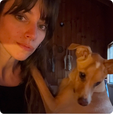 Kalu Corrales with her dog