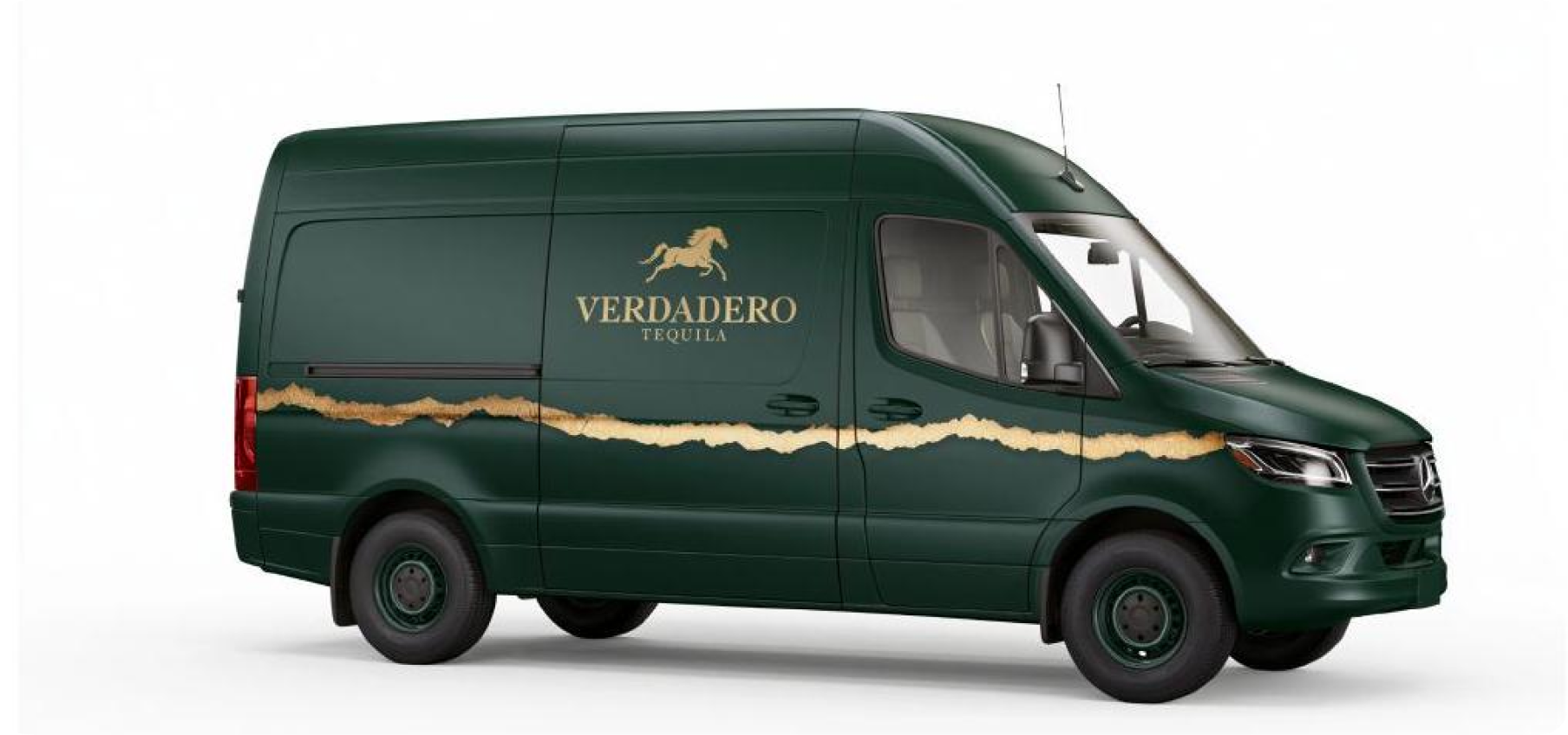 An AI-generated reference image of a branded delivery van, used as a rough visual brief rather than a finished design