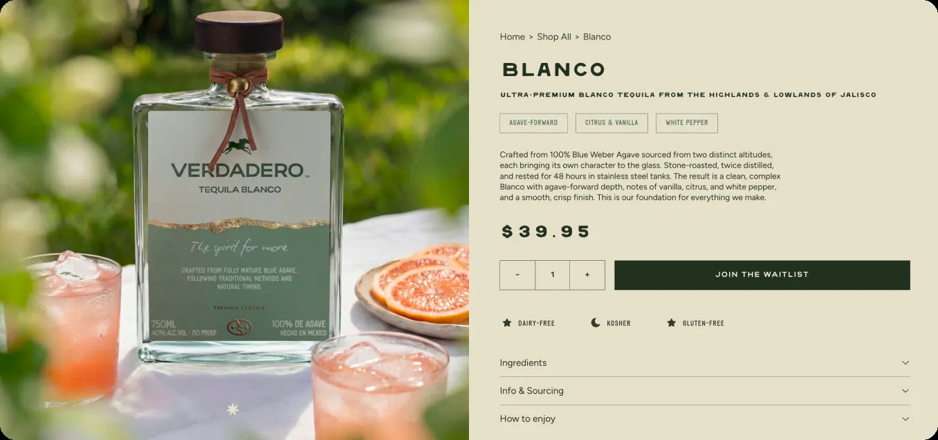 The design running in the browser, with hover states, carousels and filters working across mobile and desktop