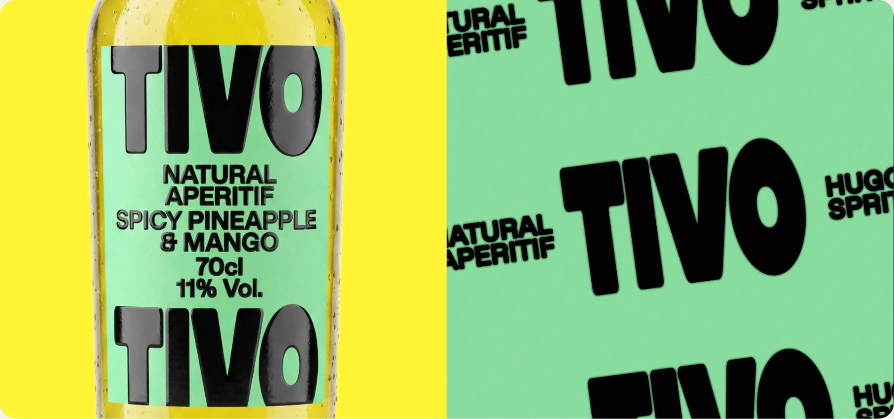 Round two Tivo direction — bold typographic labels laid out in an editorial spread