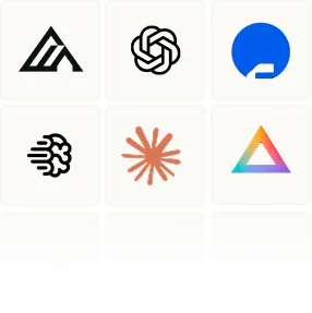 Grid of six AI tool logos