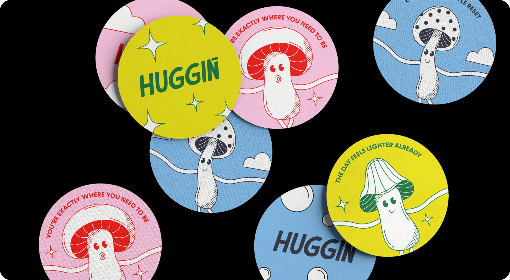 Huggin — I Need A Little Me-Time campaign feature with branded merch