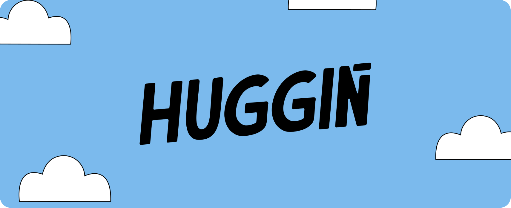 Huggin — functional sparkling tonic hero shot featuring the bold retro-inspired wordmark and pop-art brand world