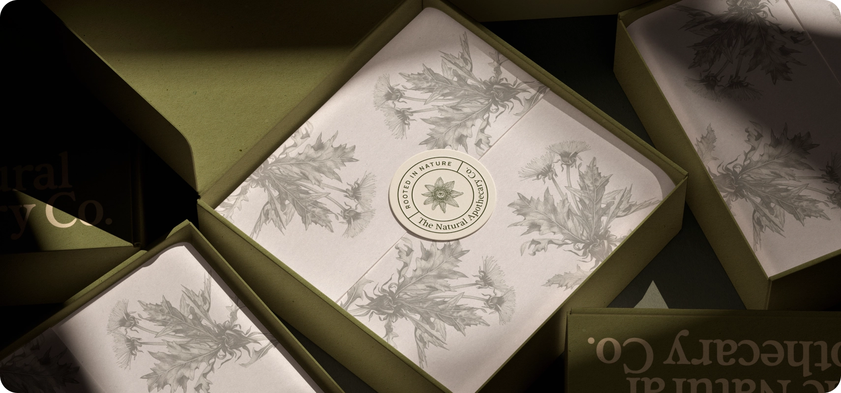 The Natural Apothecary — print collateral and packaging system showcase