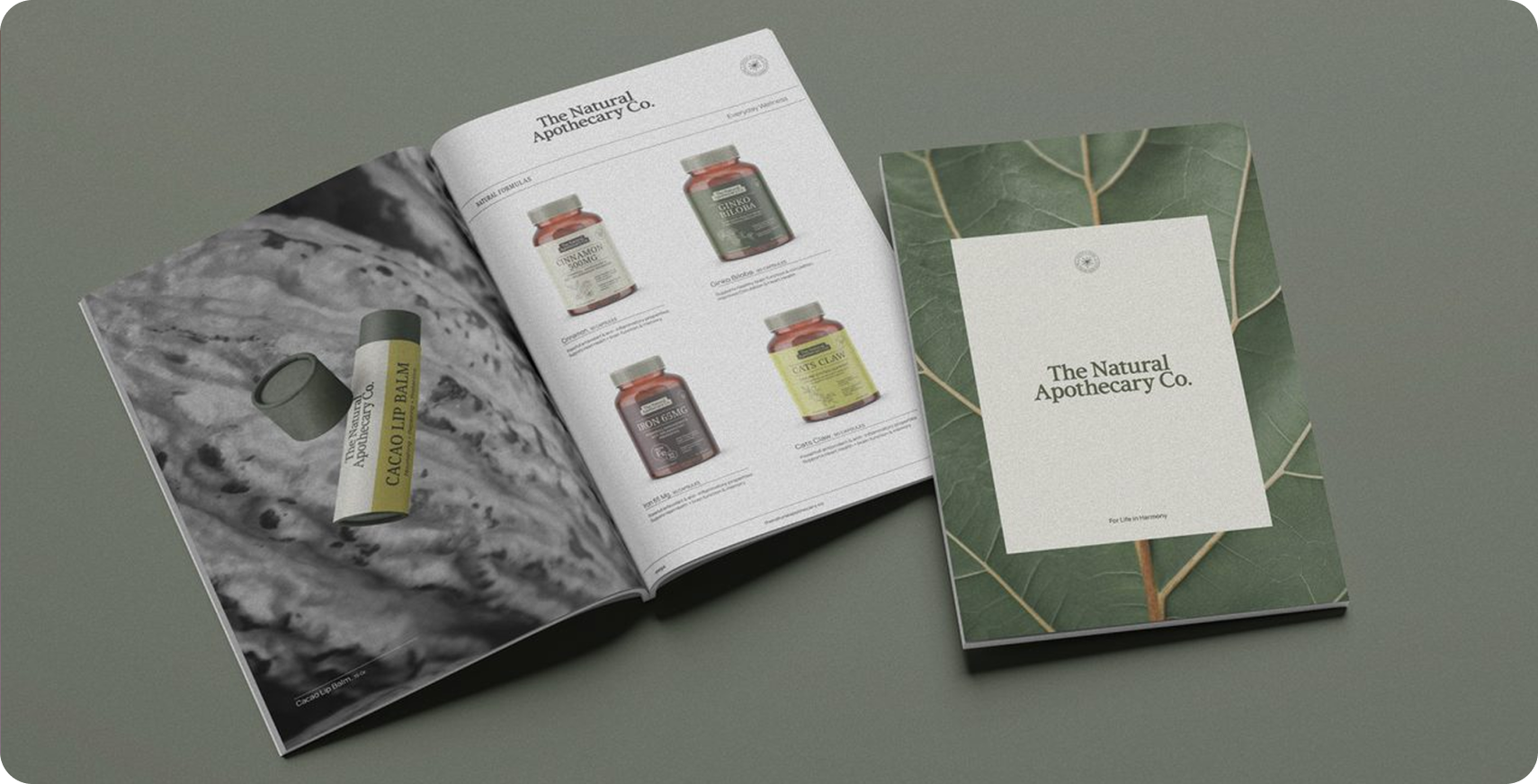 The Natural Apothecary — campaign portrait paired with product detail