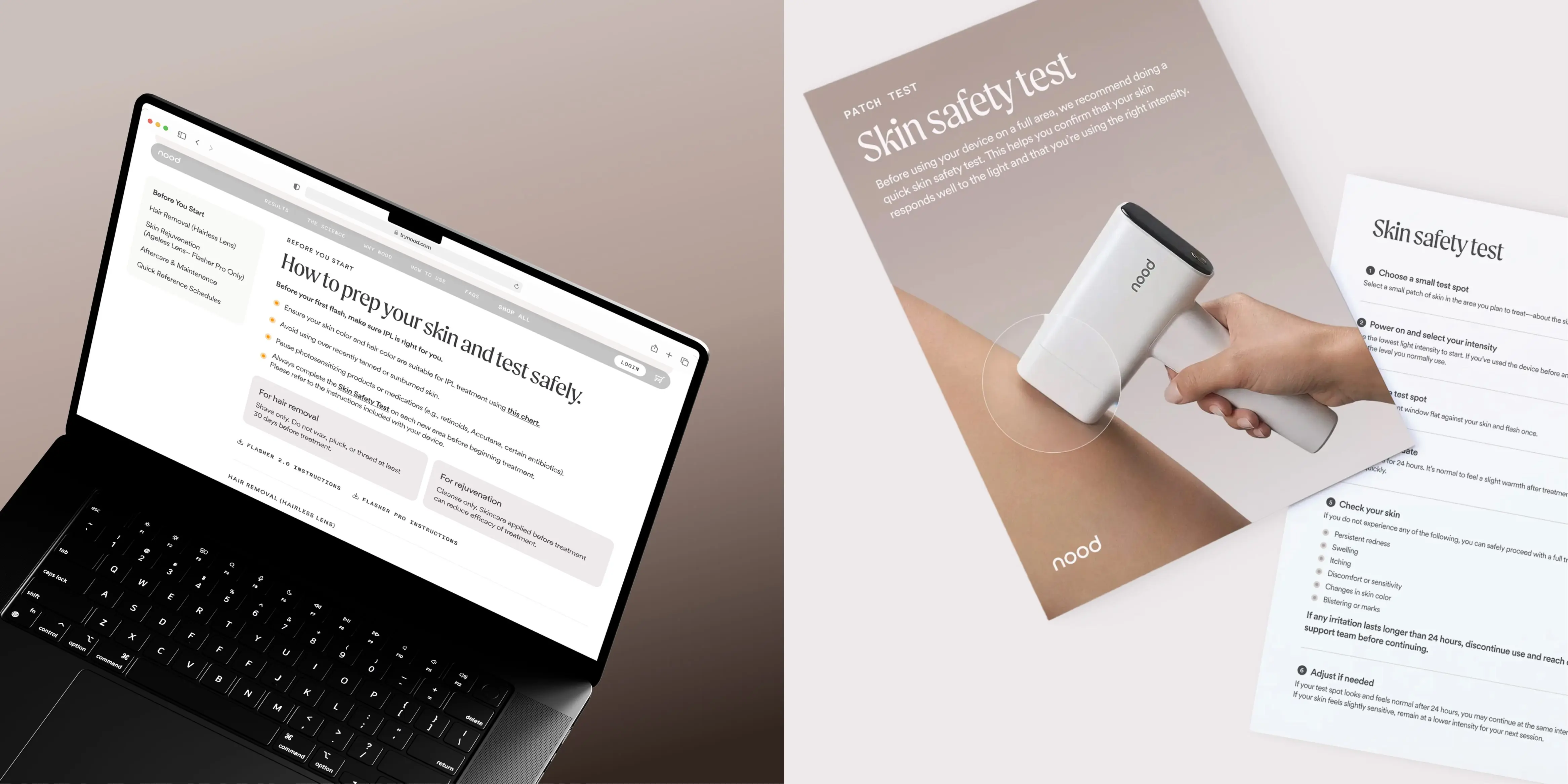Nood — final brand world composition: product, packaging, and identity in context