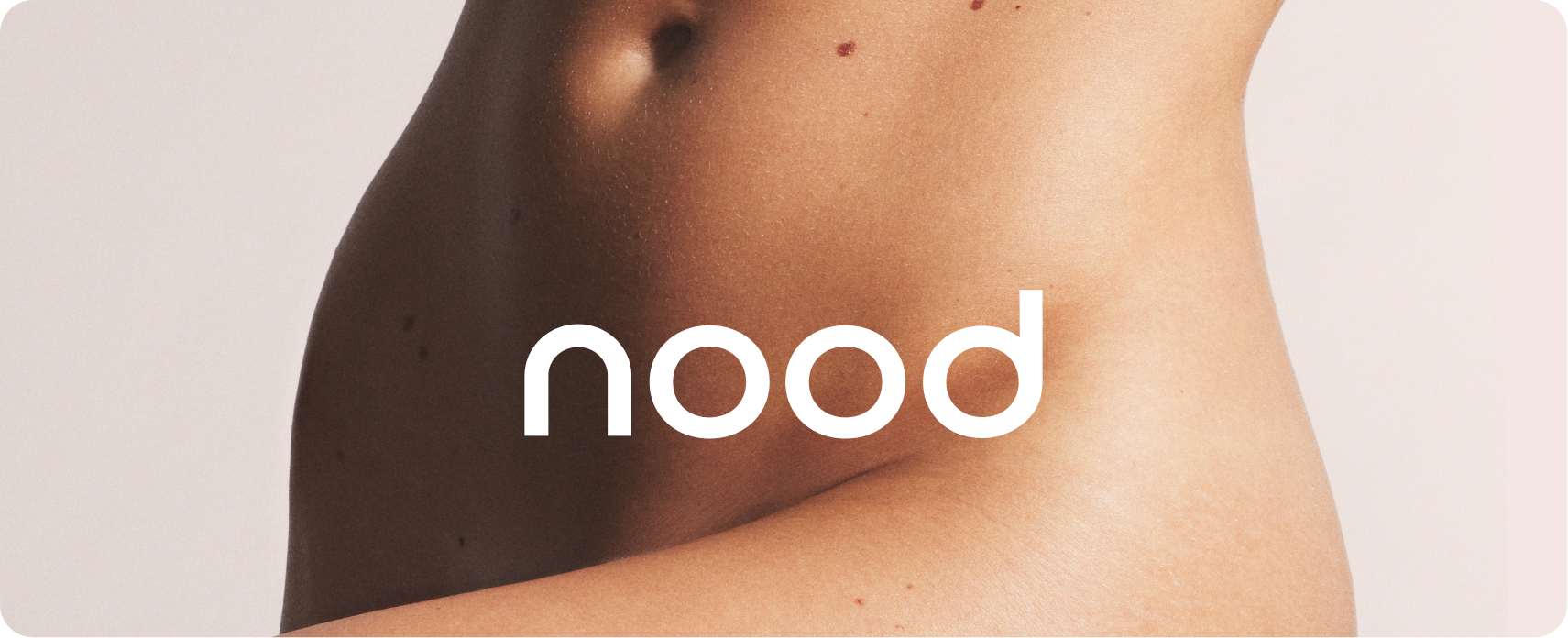 Nood — beauty tech brand hero featuring the wordmark and clean, modern visual identity