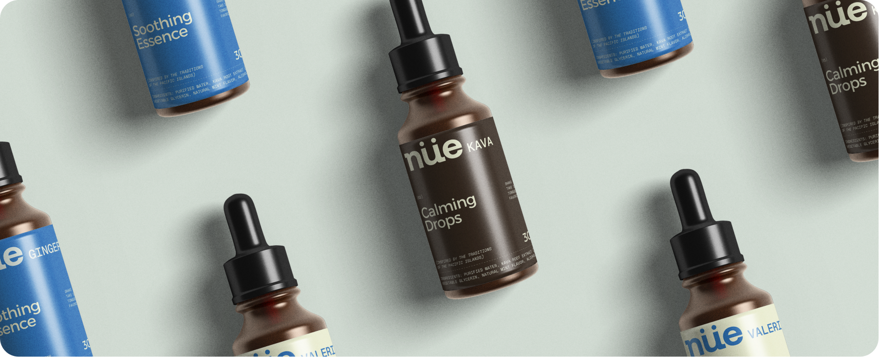 NÜE — testimonial quote and editorial product detail showing brand voice