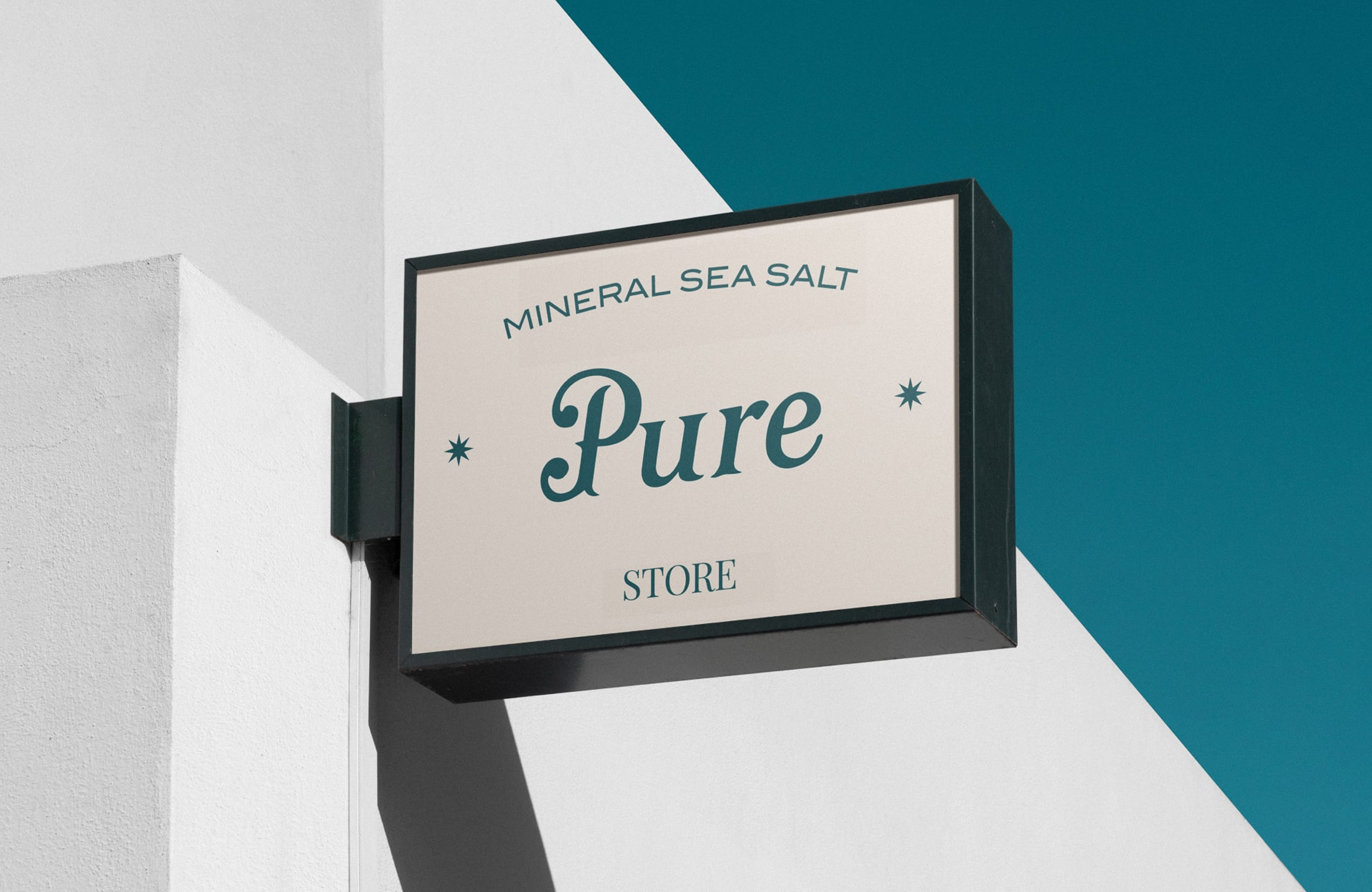 Pure — full brand world layout combining product, illustration, and social media touchpoints