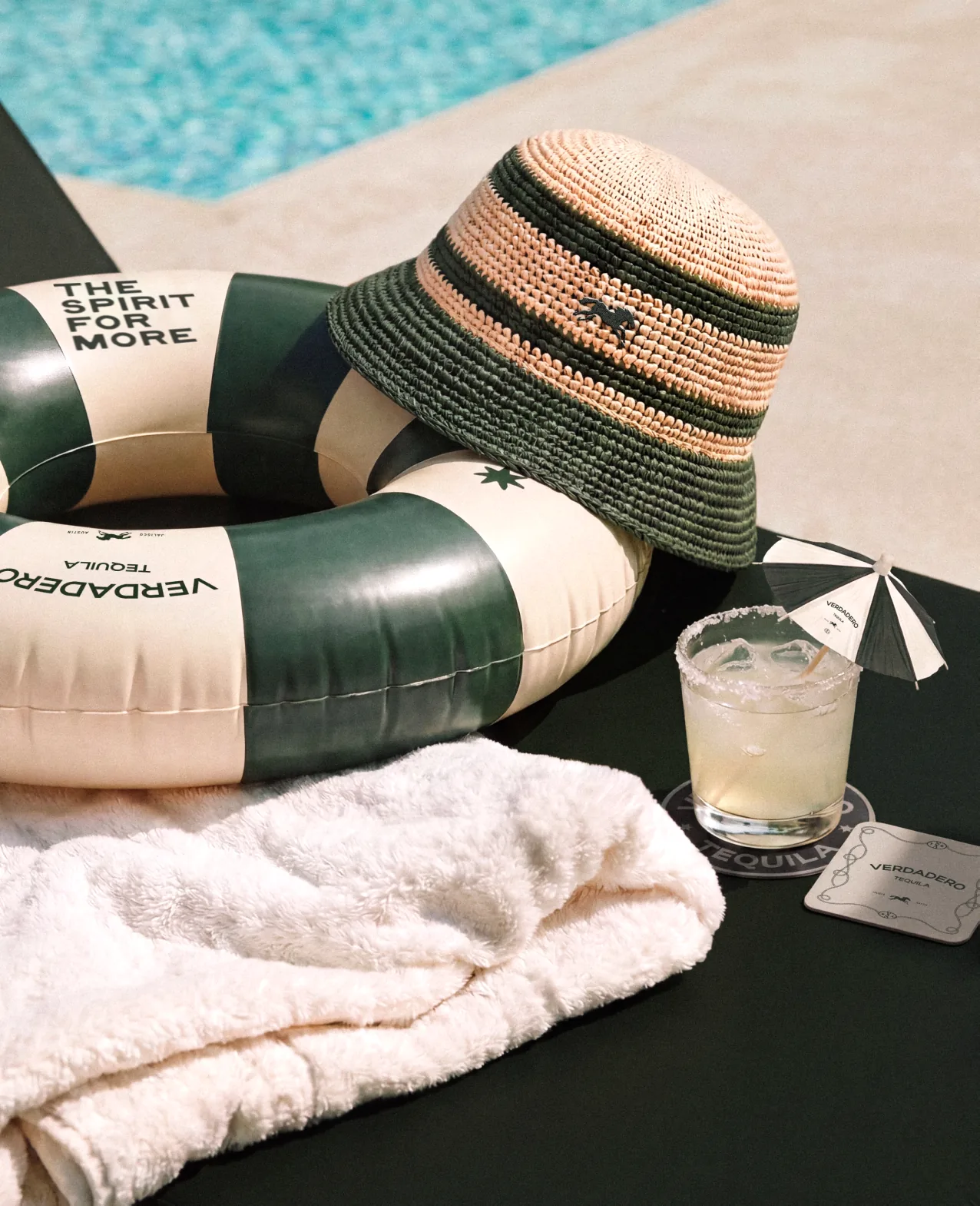 Verdadero — poolside branded towel and accessories, 'The spirit for more'