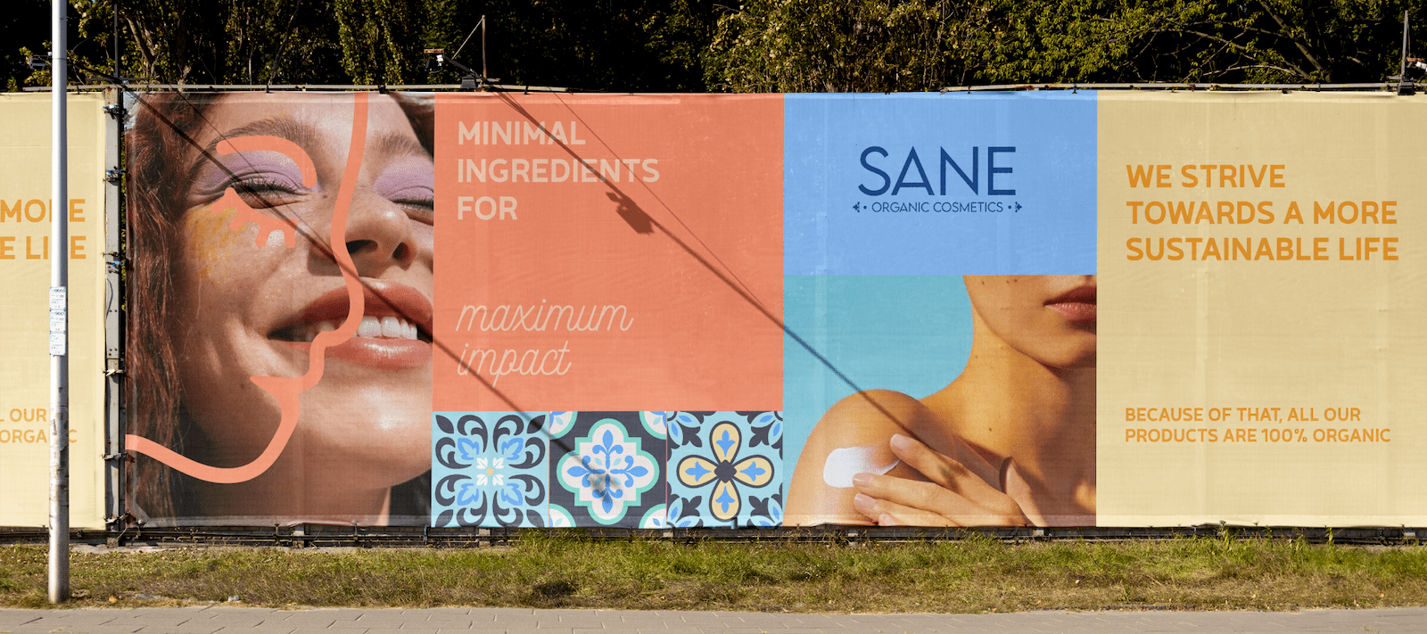 street advertisement made for several image featuring organic cosmetics.